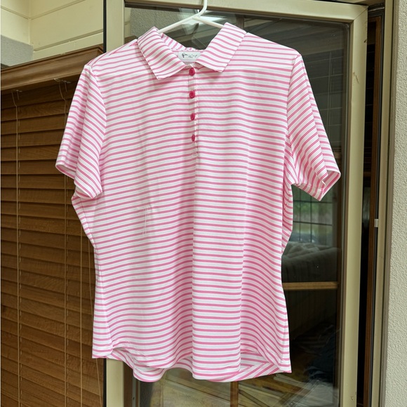 Greg Norman Collection Pink and White Striped Button Down Shirt - Picture 1 of 4